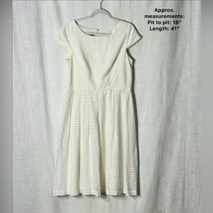 Anne Klein Ivory Sheer Stripe Career Office Fit & Flare Dress Size 14